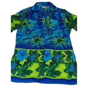 womens shirt XXL hawaiian print floral retro y2k novelty graphic unisex 2X